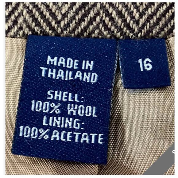 CHAPS Ralph Lauren Tweed Blazer Brown Wool Herringbone Jacket Academia Size 16 - Picture 9 of 16